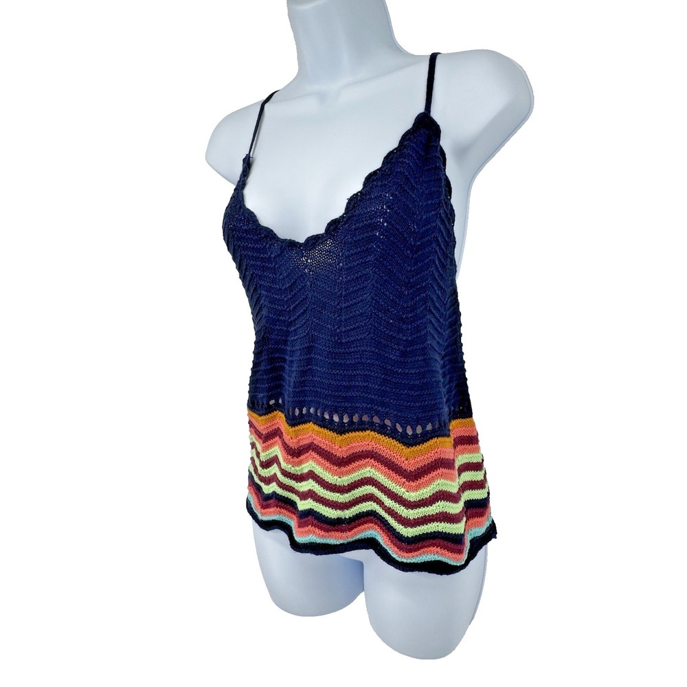 Mossimo 100% Cotton Crochet Knit Tank Rainbow‎ Chevron Y2K festival boho beachy